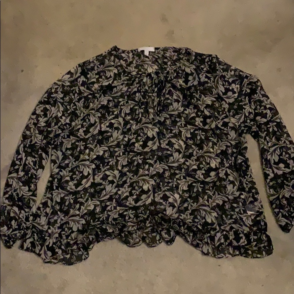 Black/Tan patterned Blouse